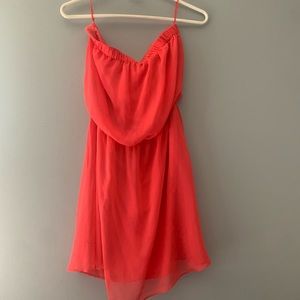 Coral strapless dress
